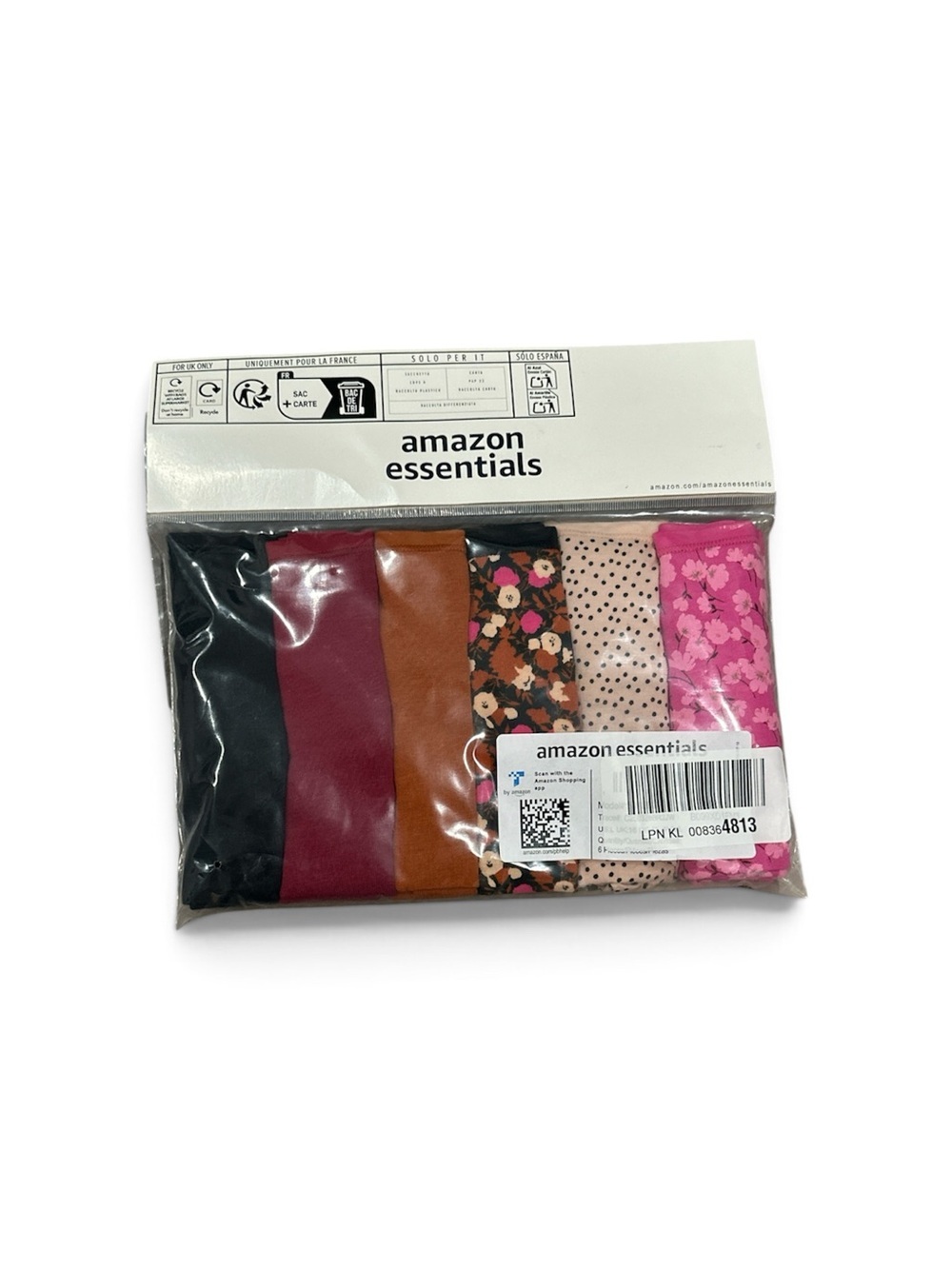 Women’s 6-Pack Cotton Bikini Underwear L Black, Orange, Red, Cream, Floral, Pink - Picture 2 of 4